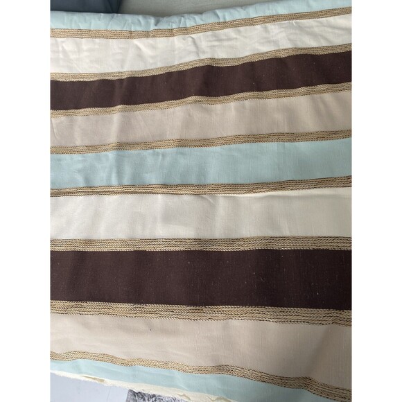 Upholstery Fabric 12 Yards Vertical Stripes Maroon Cream Blue Silky Texture NEW - Picture 12 of 16